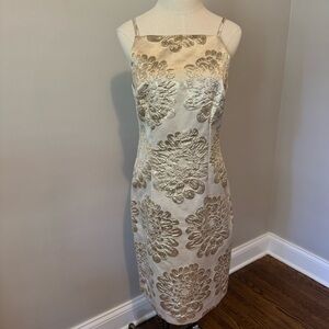 Elegant Cream and Gold Floral Dress